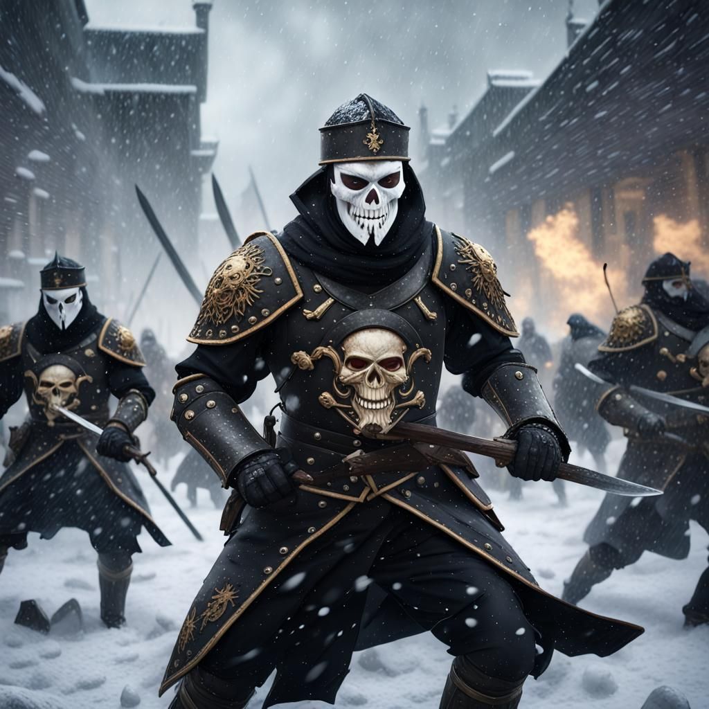 Renaissance Soldiers Battle in Snowstorm: Matte Painting