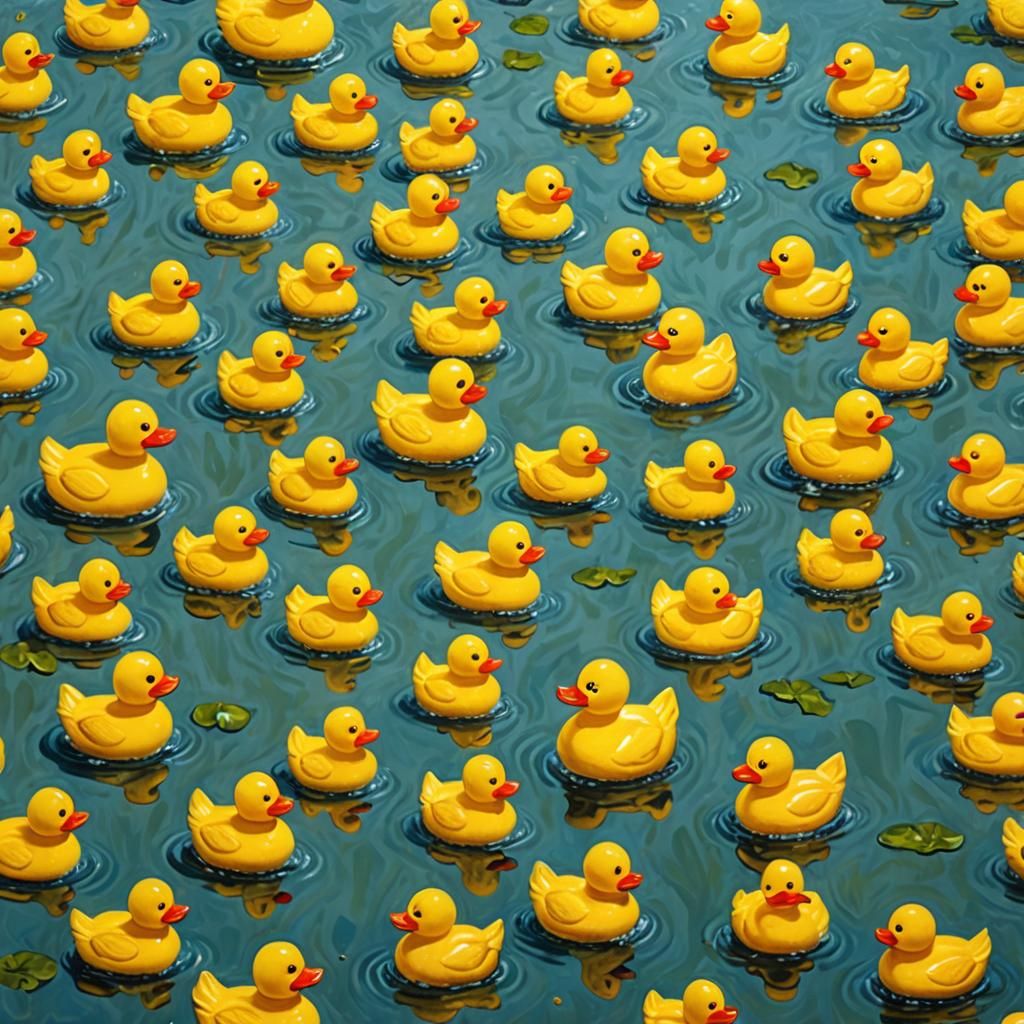 Yellow Rubber Duck in Oil Painting Style