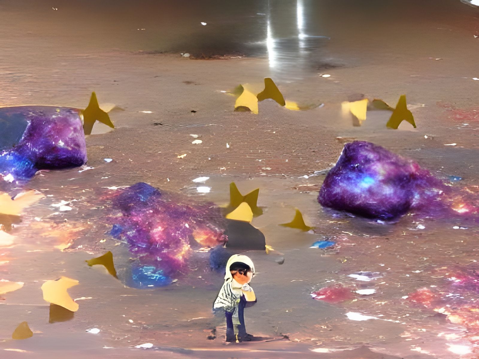 Crying Boy in Stardust Tears: A Digital Art Piece