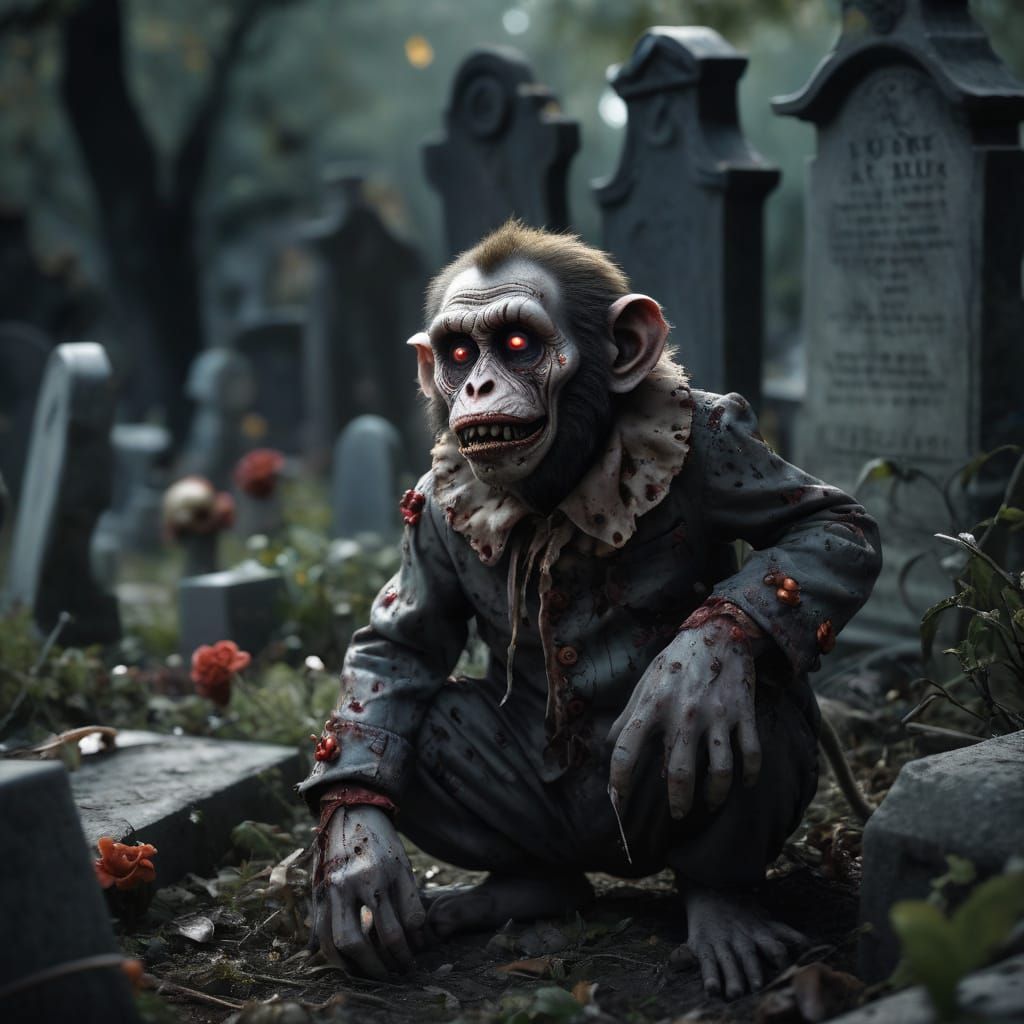 Abandoned Zombie Monkey Monster Clown Infant in a Haunting C...