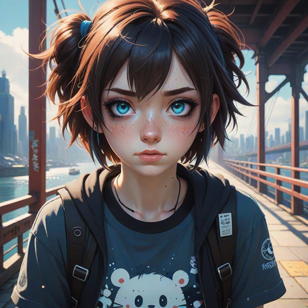 Emo Punk Teen with Piercing Blue Eyes