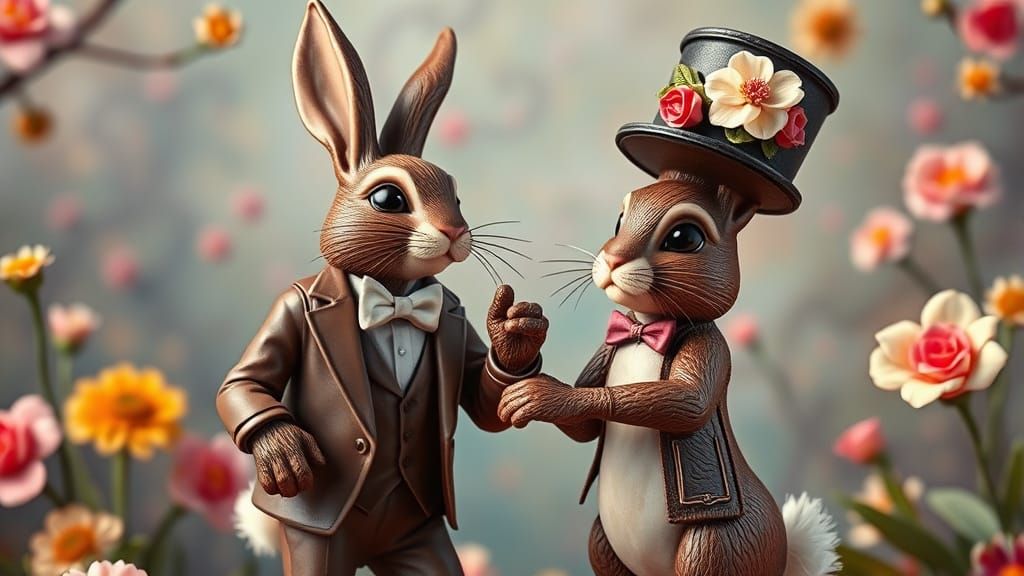 Chocolate Candy Bar and Bunny Whimsical Dance