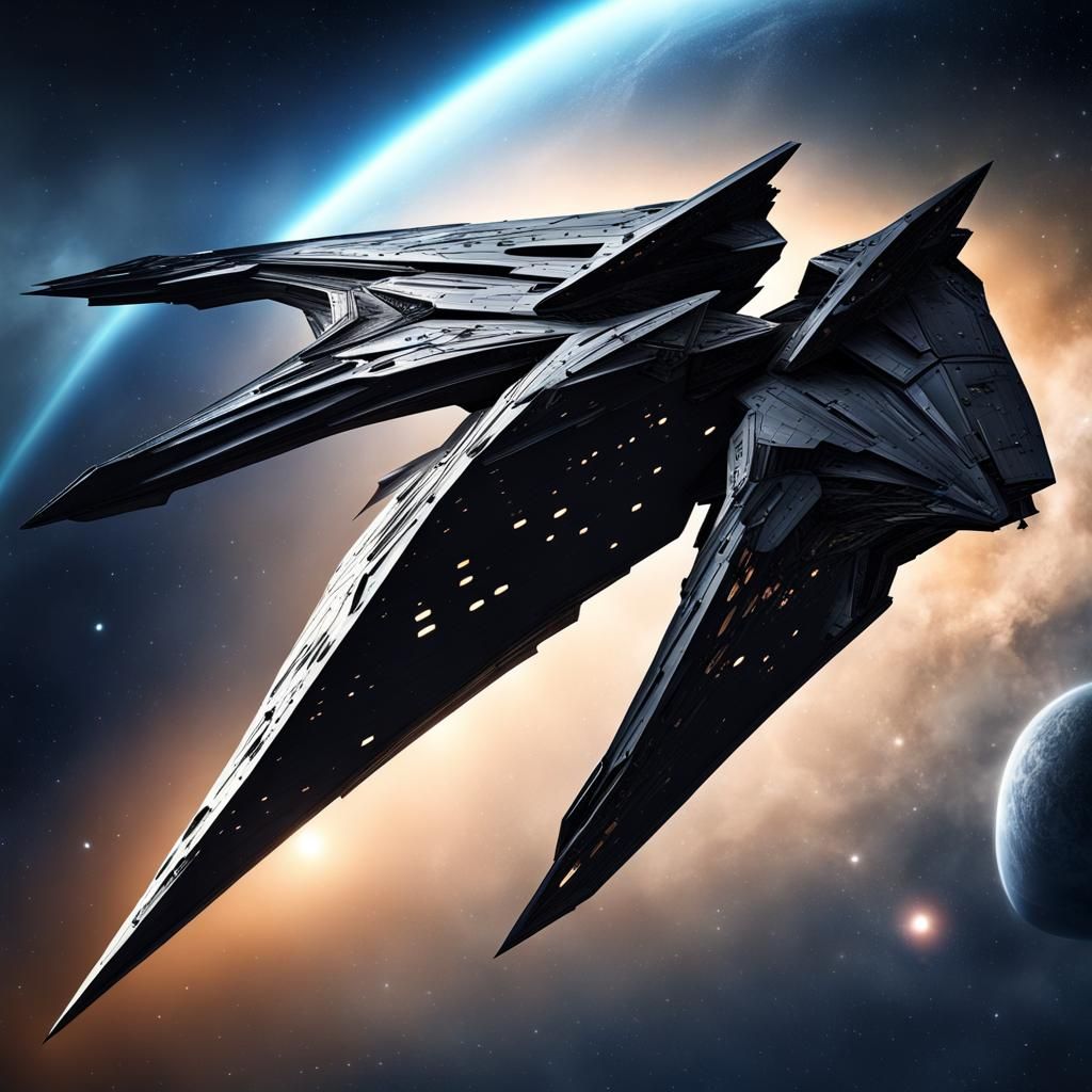 Stealth Frigate Cruising Through Galactic Space