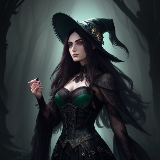 Gothic Goddess in Wizardly Attire