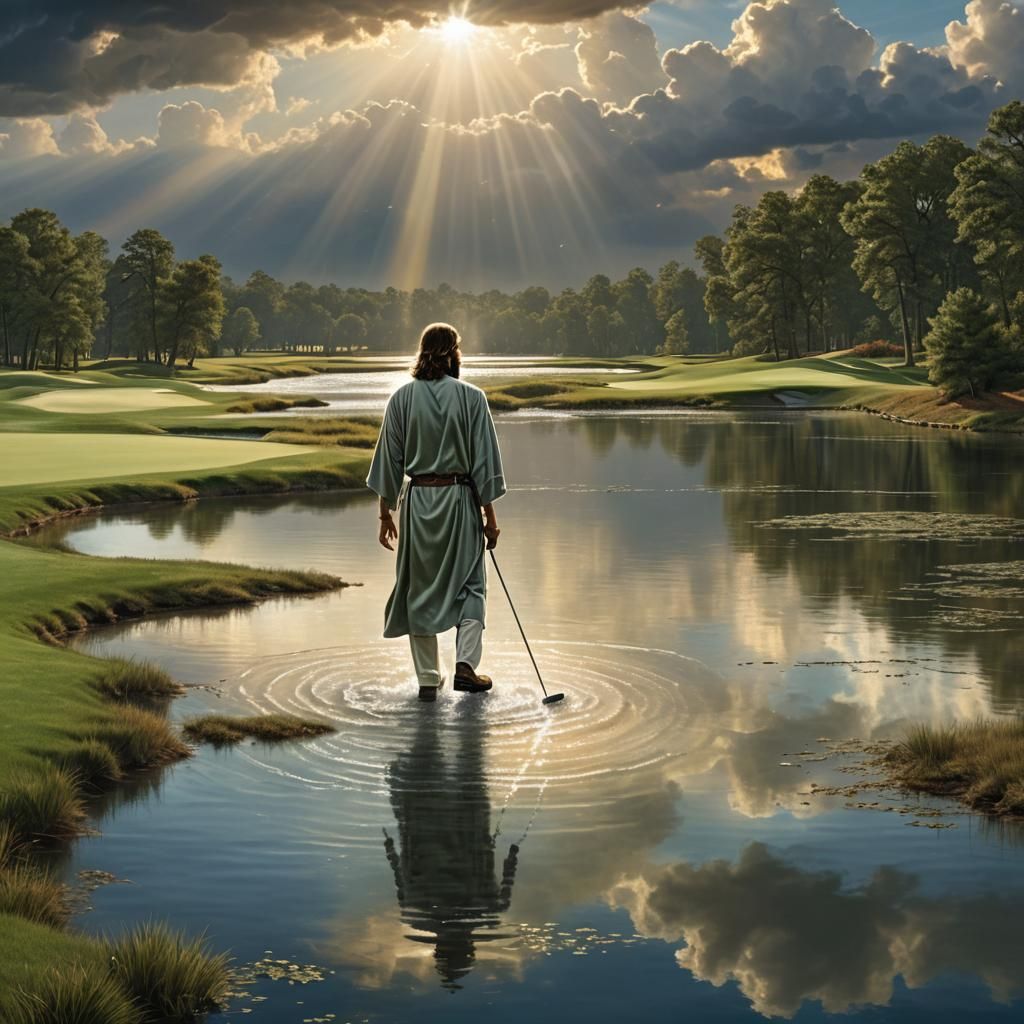 Jesus Walks on Water Hazard: Matte Painting
