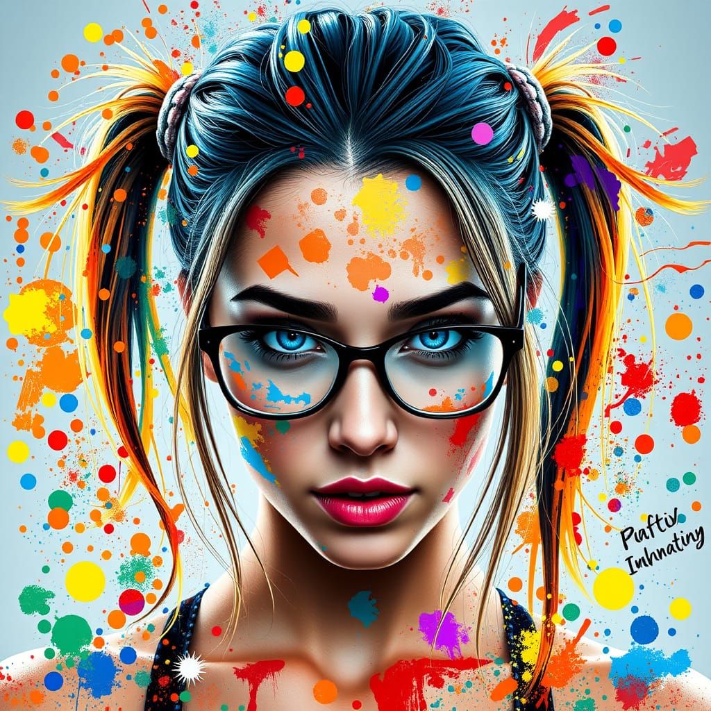Vibrant Mosaic Portrait of a Fitness Girl in Abstract Style