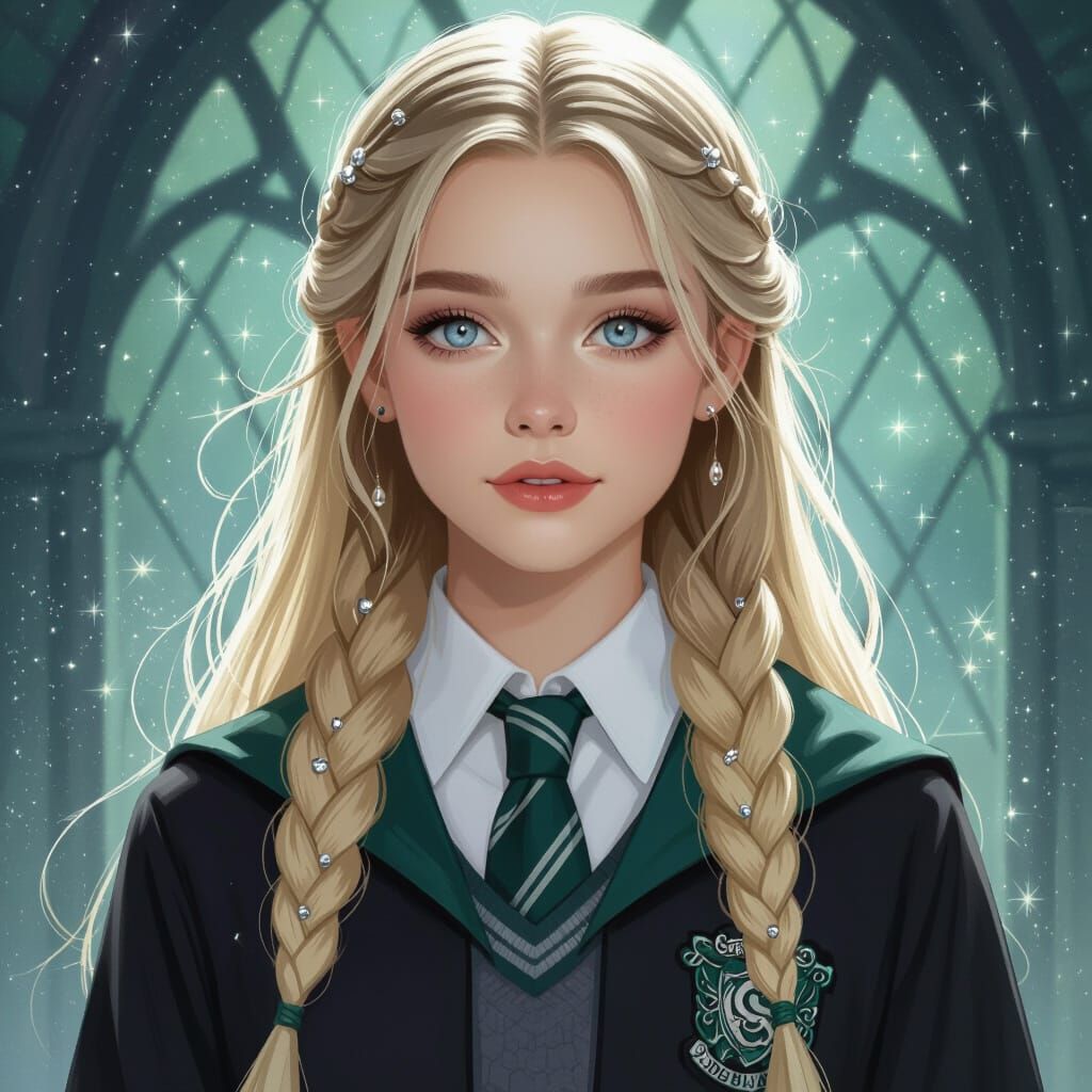 Ethereal Young Witch with Blonde Braids