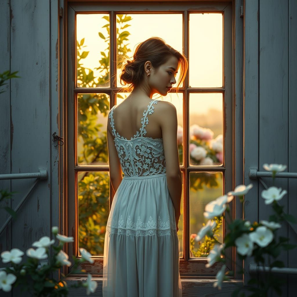 Ethereal Woman in Golden Light