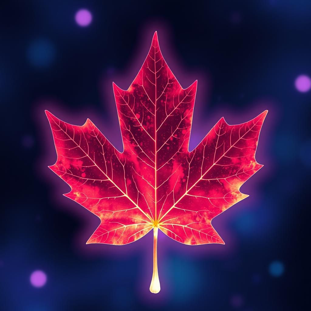Vaporwave Cubism: A Maple Leaf Design