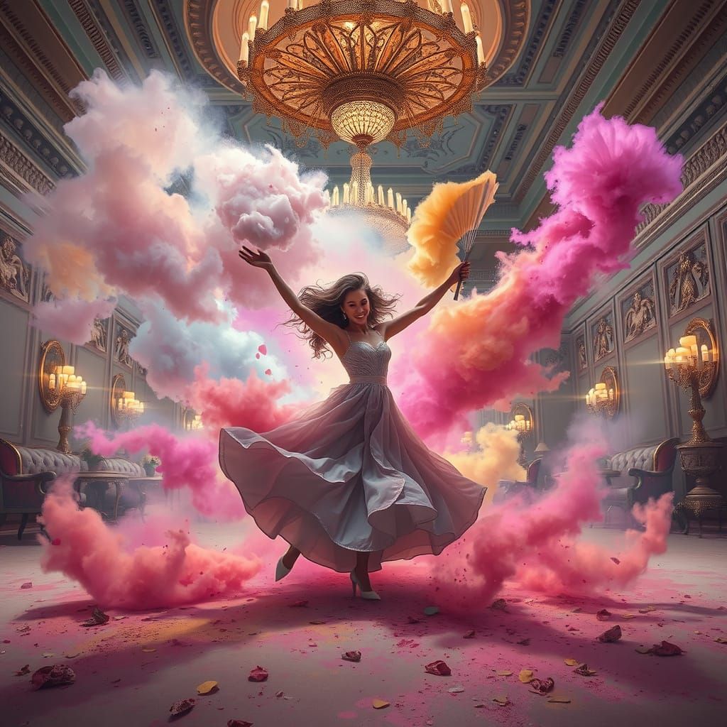 Whimsical Ballroom Dance in Vibrant Colors