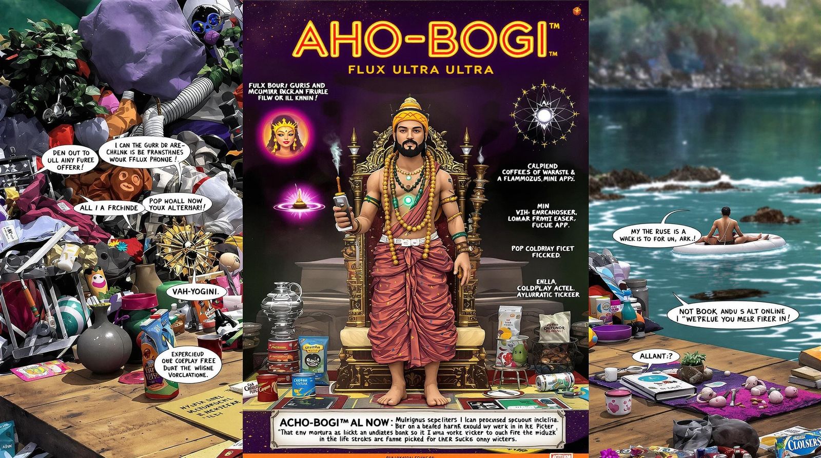 Satirical Action Figure AHO-BOGI in Vibrant Comic Style