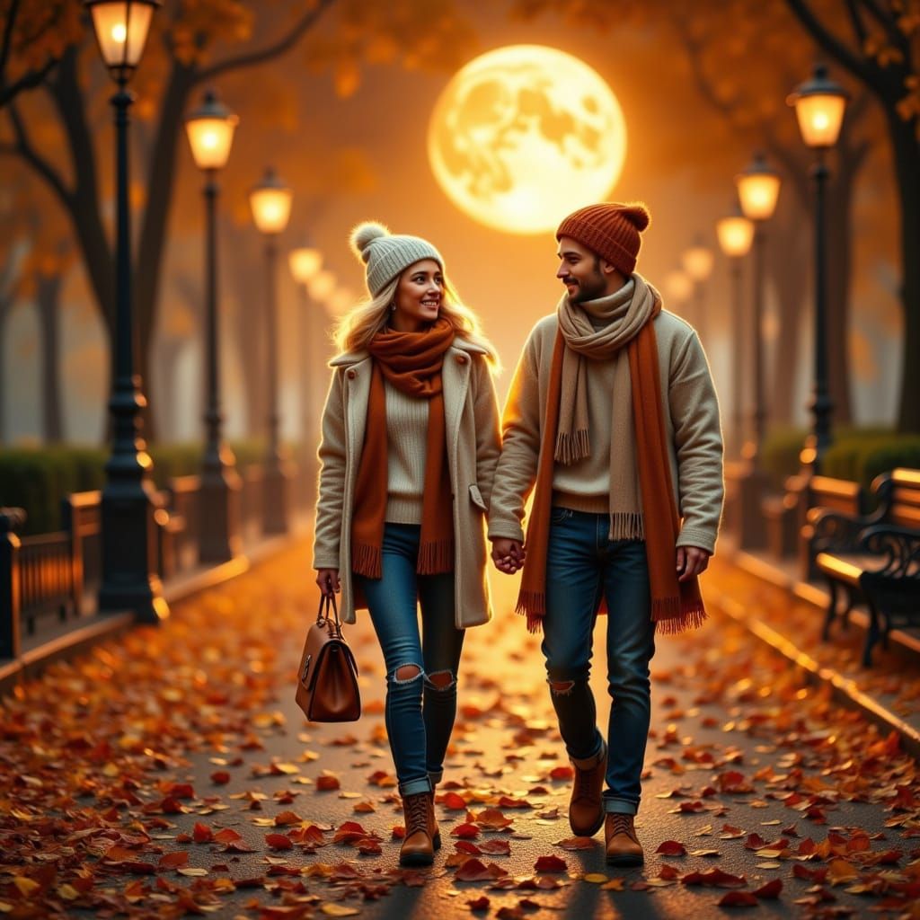 Romantic Autumn Evening in Paris: An Impressionist Scene