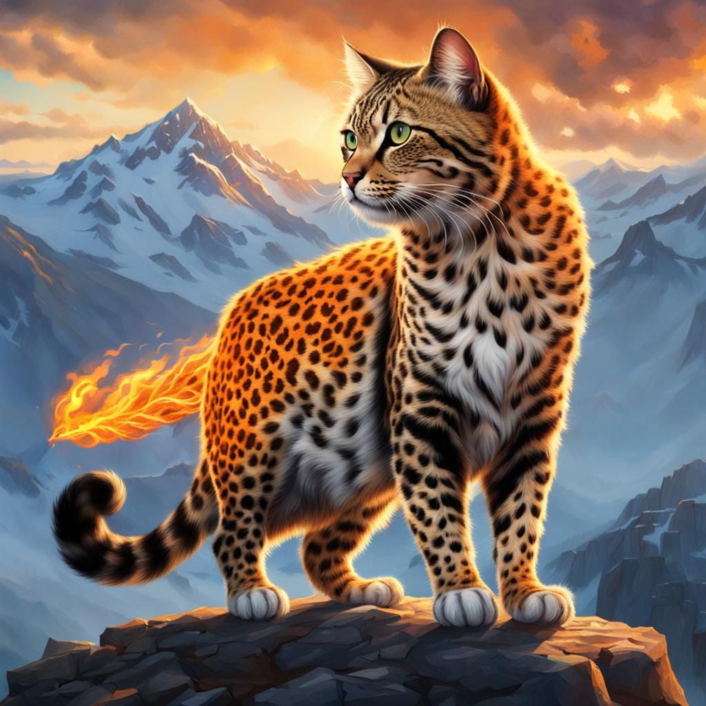 Winged Leopard Cat on Mountain Peak