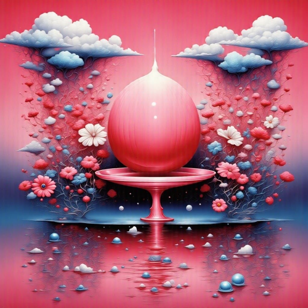 Surreal Pink and Teal Melting Landscape in Oil