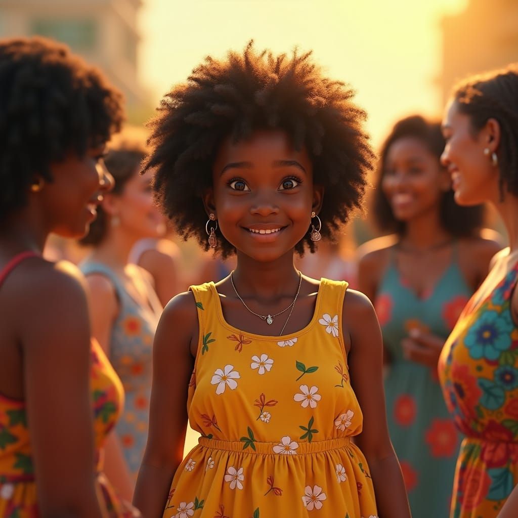 Vibrant Black Adolescent Girl Celebrates Joyful Community