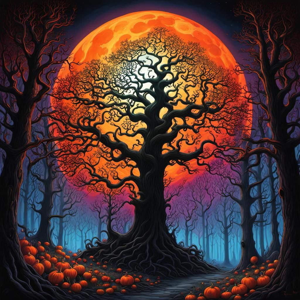 Creepy Gothic Forest in Tim Burton Style