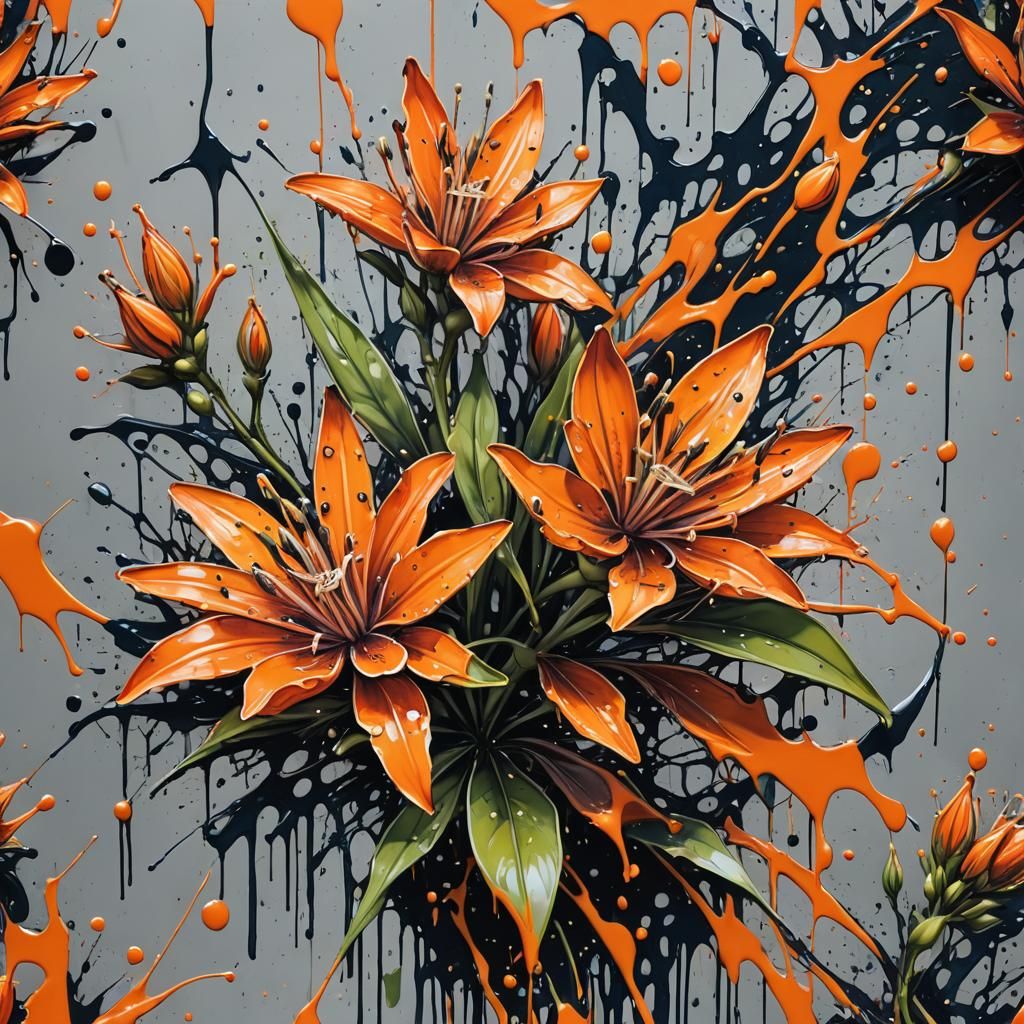 Milkweed Flower in Graffiti Street Art Style