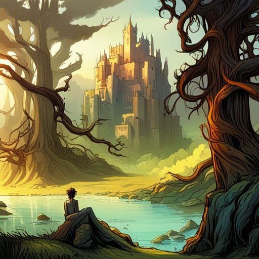 Lush Faerie Castle Forest in Comic Book Art