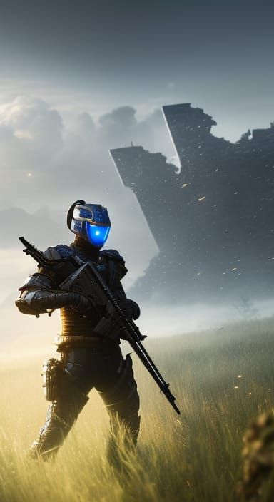 Futuristic Ninja in Diamond Armor, Digital Art