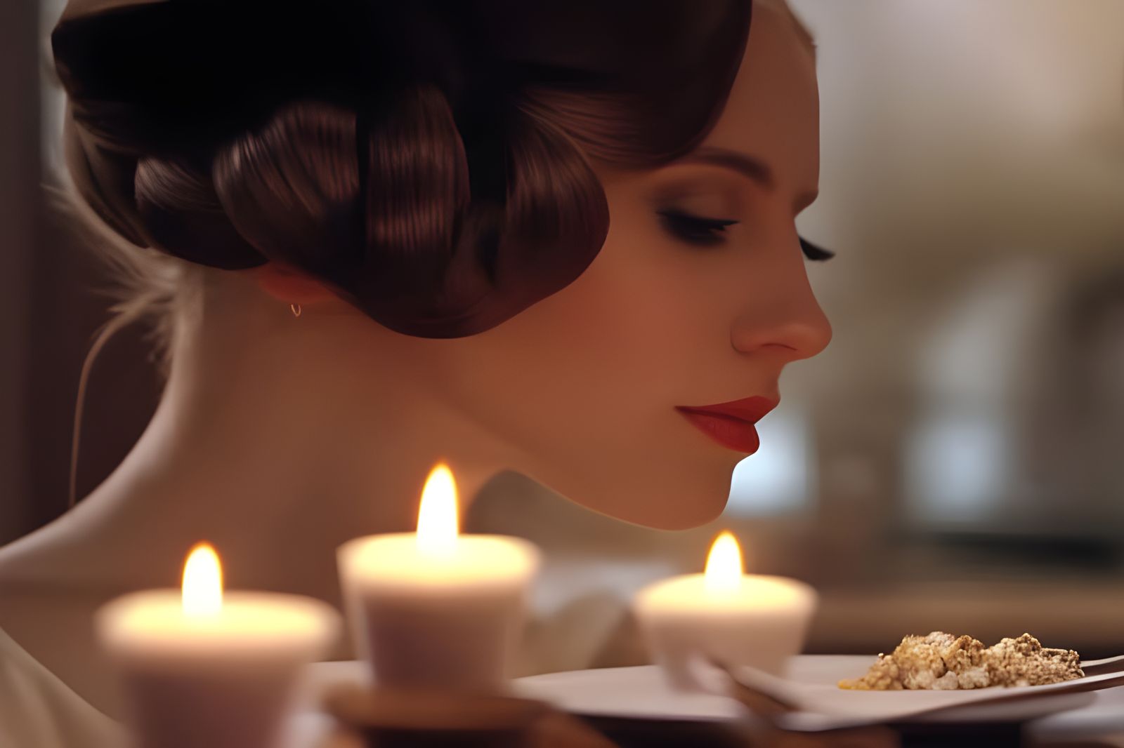 London Coffeehouse: Woman with Tea, Photorealistic Portrait