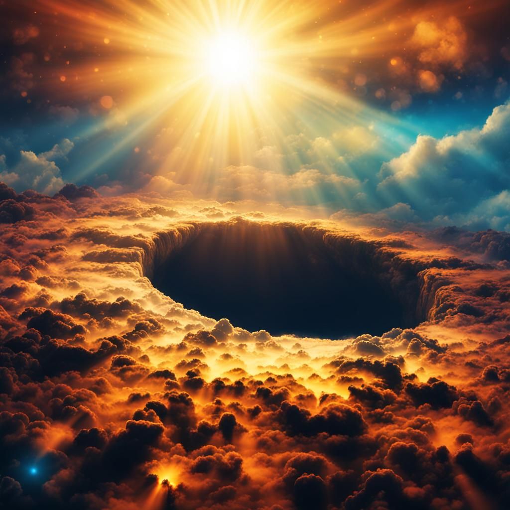 Mysterious Light Hole in Gold, Blue and Red