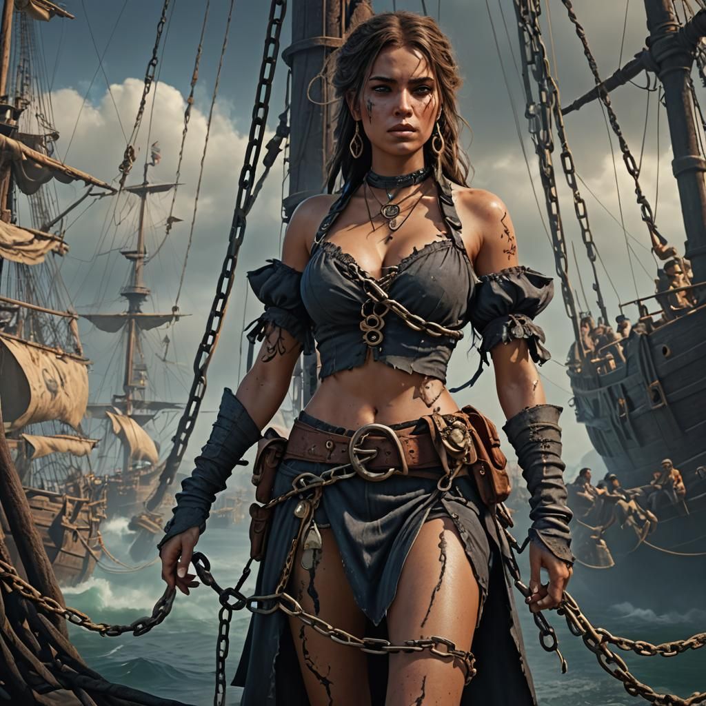 Captive Woman in Torn Garments: Fantasy Art