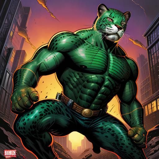 Jaguar in Comic Book Art Style