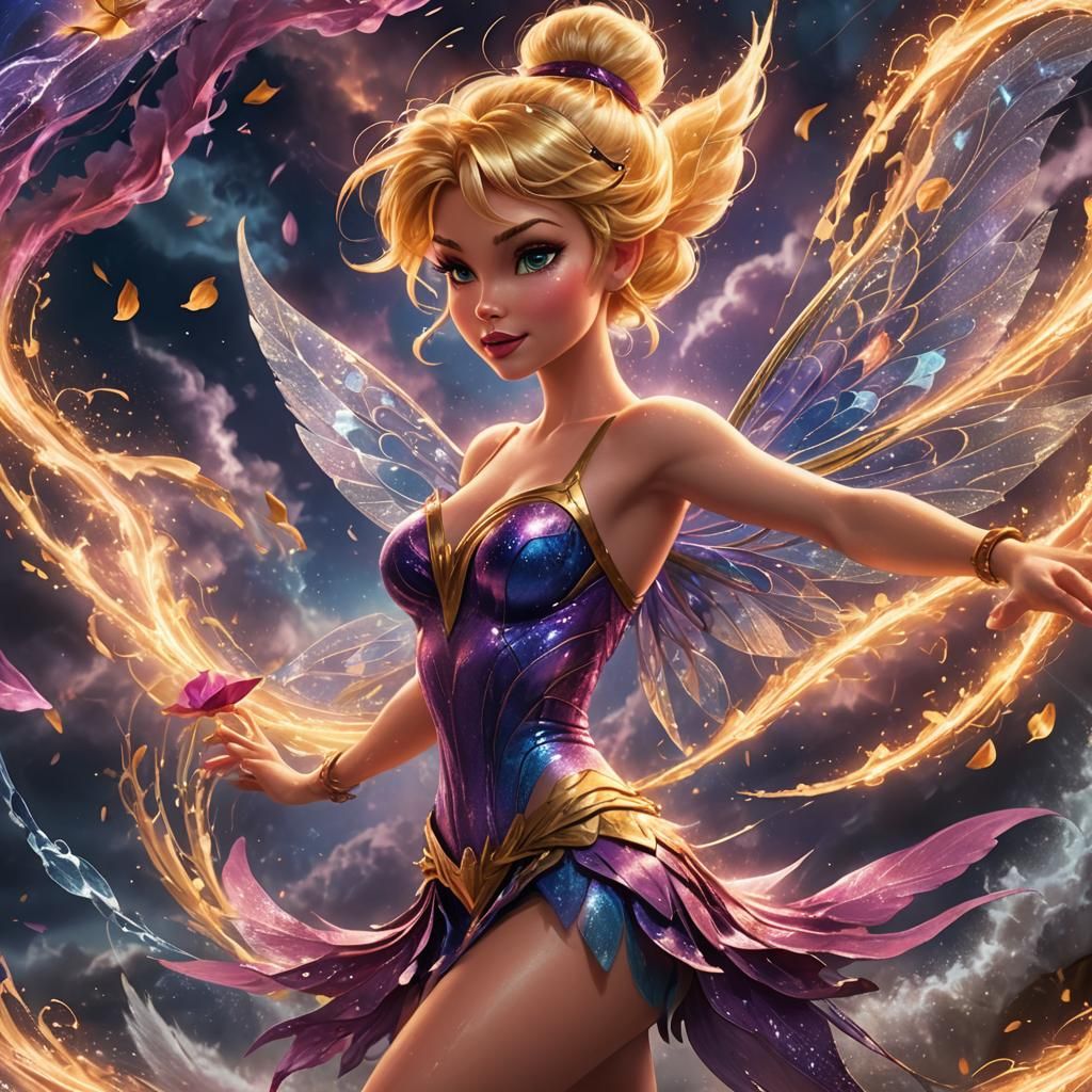 Tinkerbell Controls a Hurricane in Fantasy Artwork