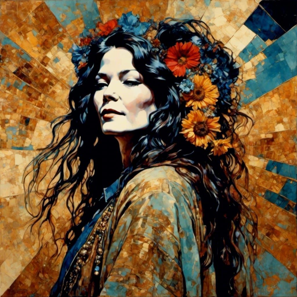 Janis Joplin Sings Blues in Psychedelic Portrait