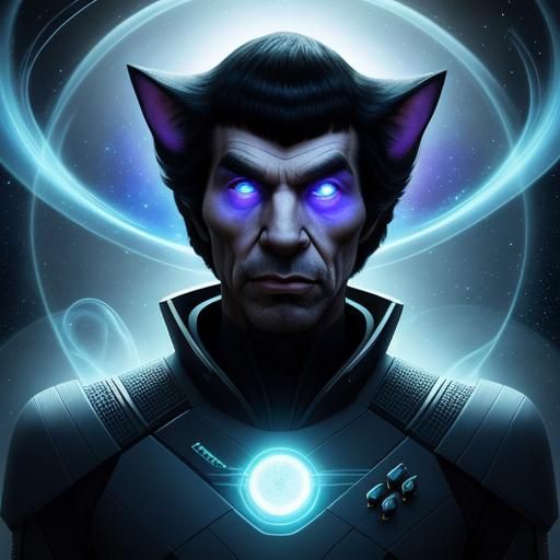 CGI Cartoon Cat as Spock on Star Trek Deck