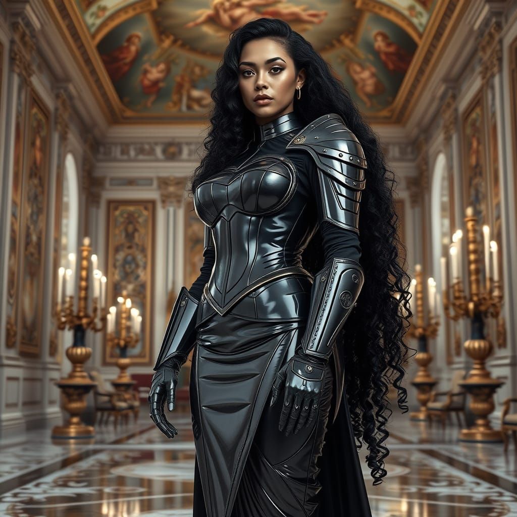 Hyperrealistic Woman in Bespoke Latex Armor