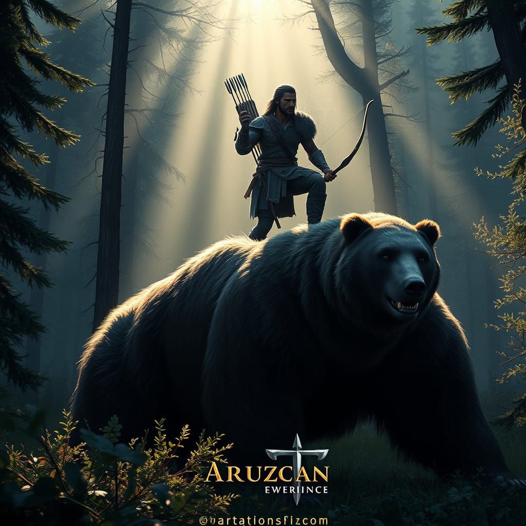 Epic Fantasy Warrior in Majestic Taiga Landscape