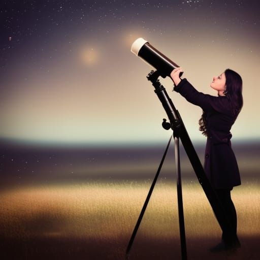 Steampunk Scientist Observes Moon with Telescope