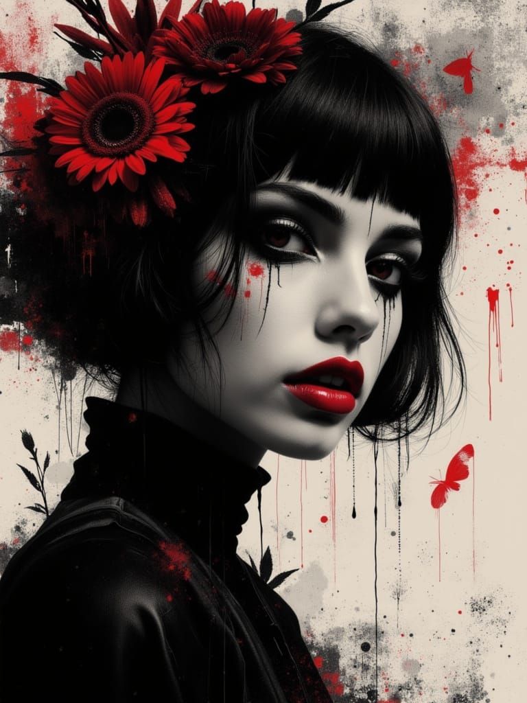 Surreal Gothcore Portrait of Ethereal Young Woman