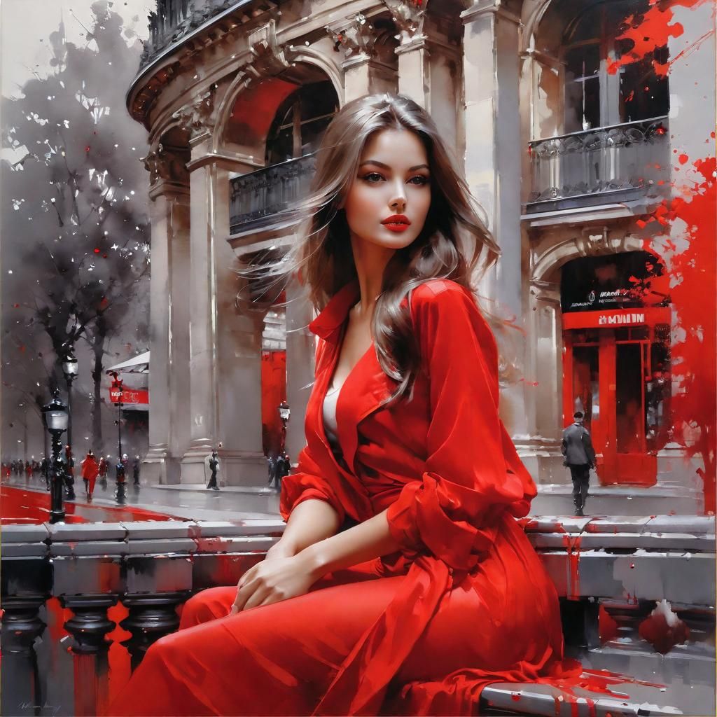 Stunning Portrait of a French Girl in Red