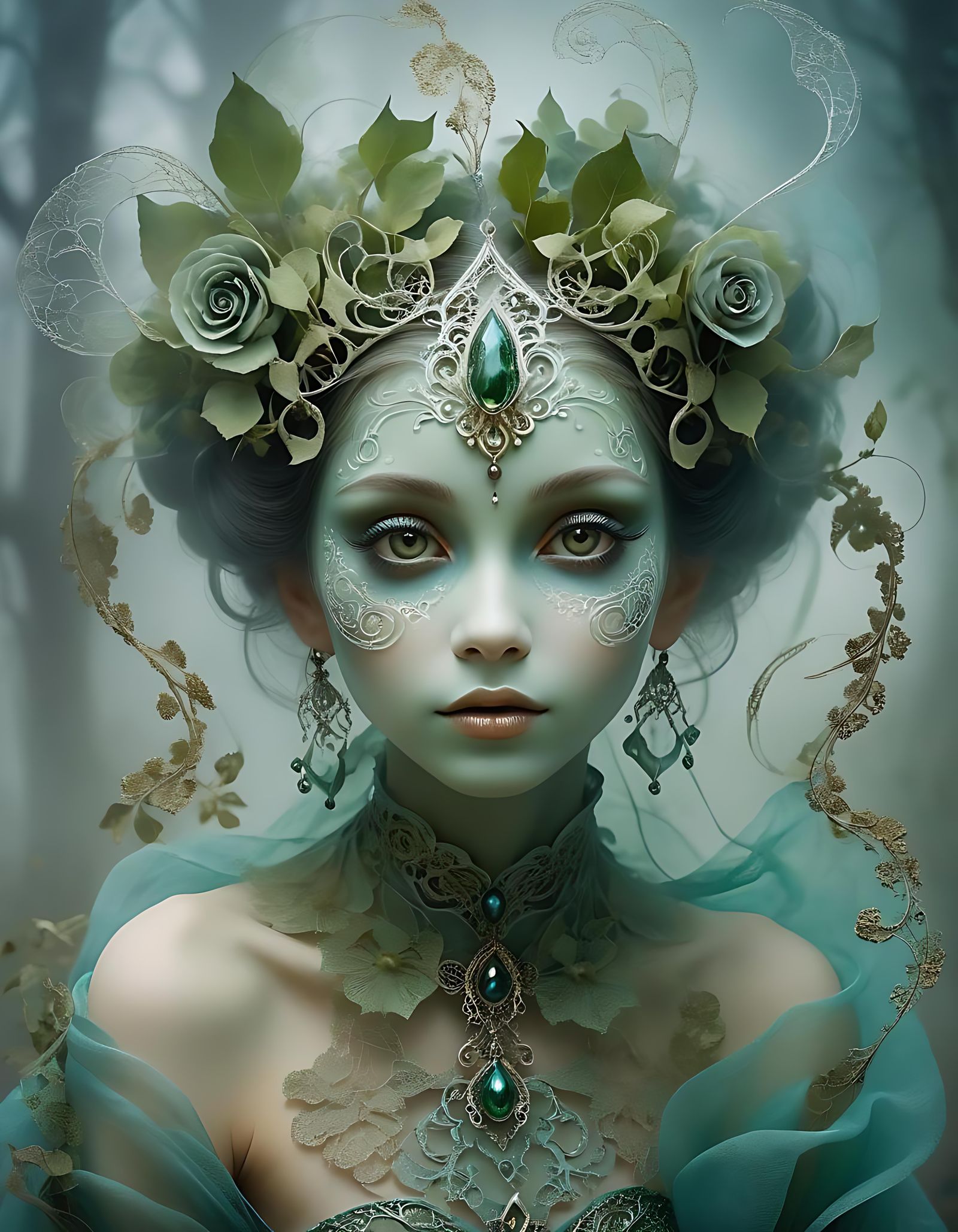 Ethereal Portrait with Filigree and Fractoluminescense