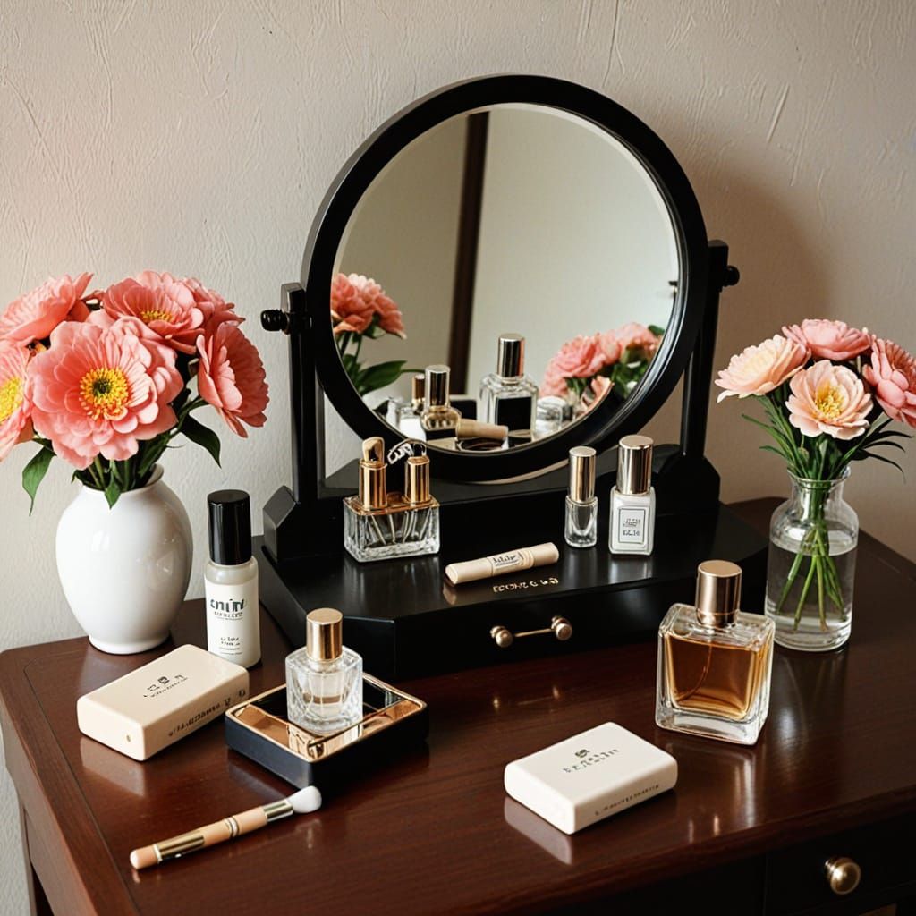 Surreal Film Noir Still Life with Vintage Cosmetics