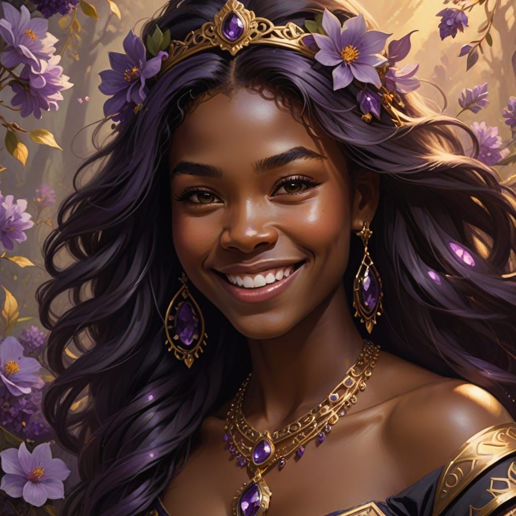 Warrior Princess in Golden Light, Oil Painting Style