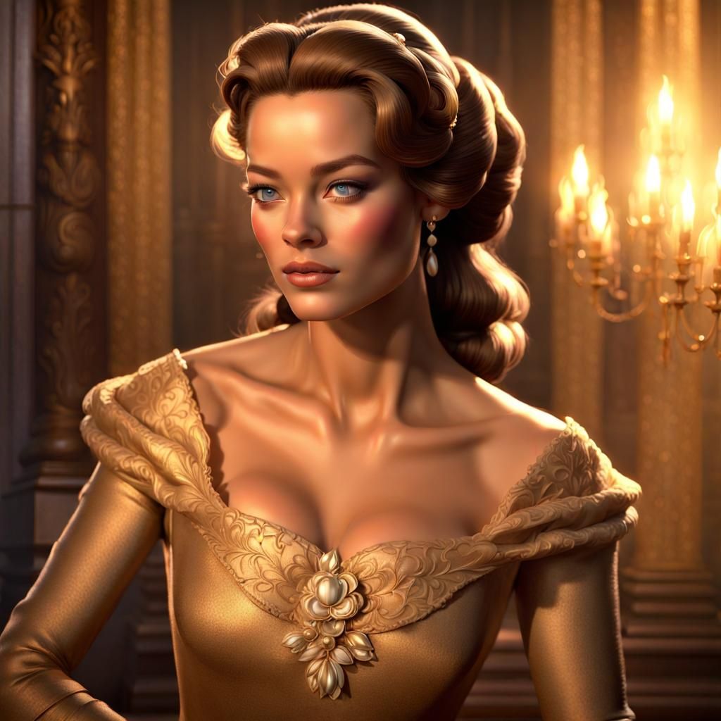 Enchanting Princess Portrait in 3D Game Cinematic Style