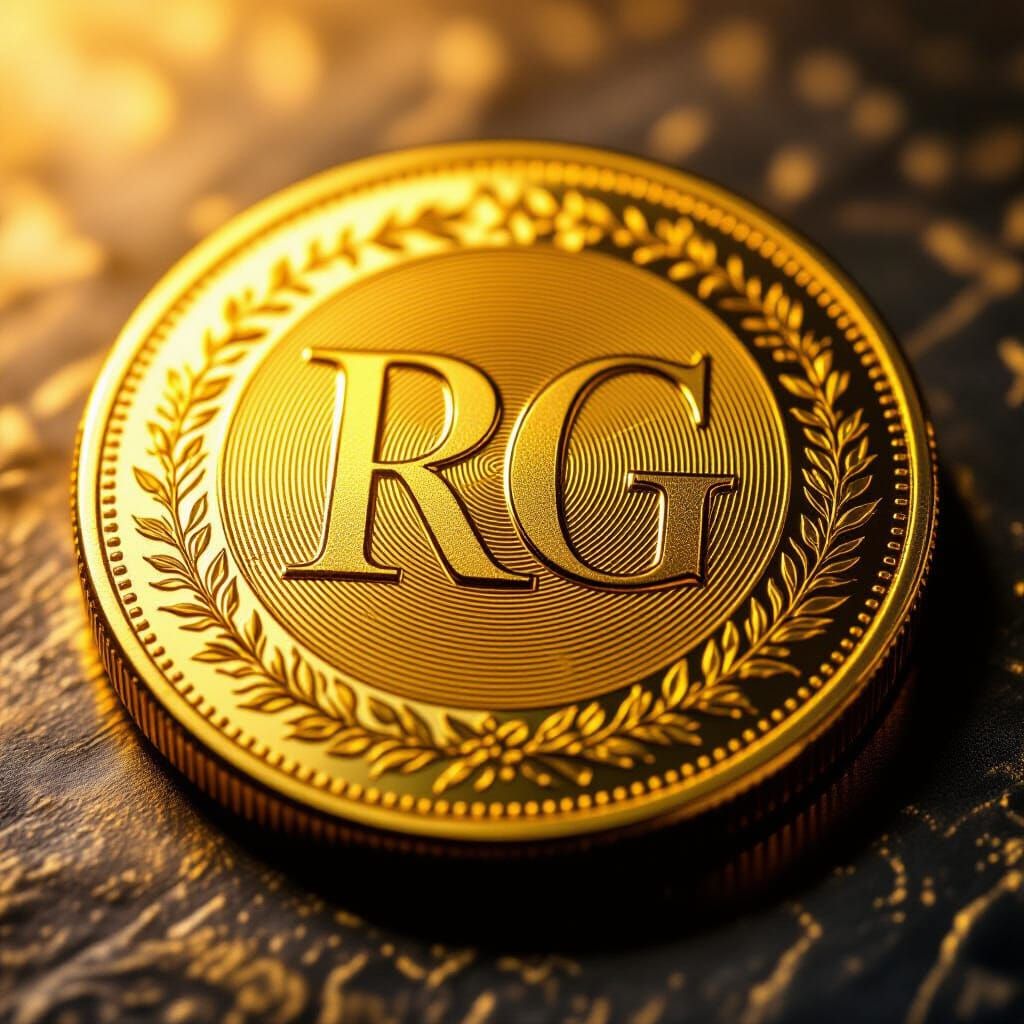 Intricate Gold Coin Engraved with RG