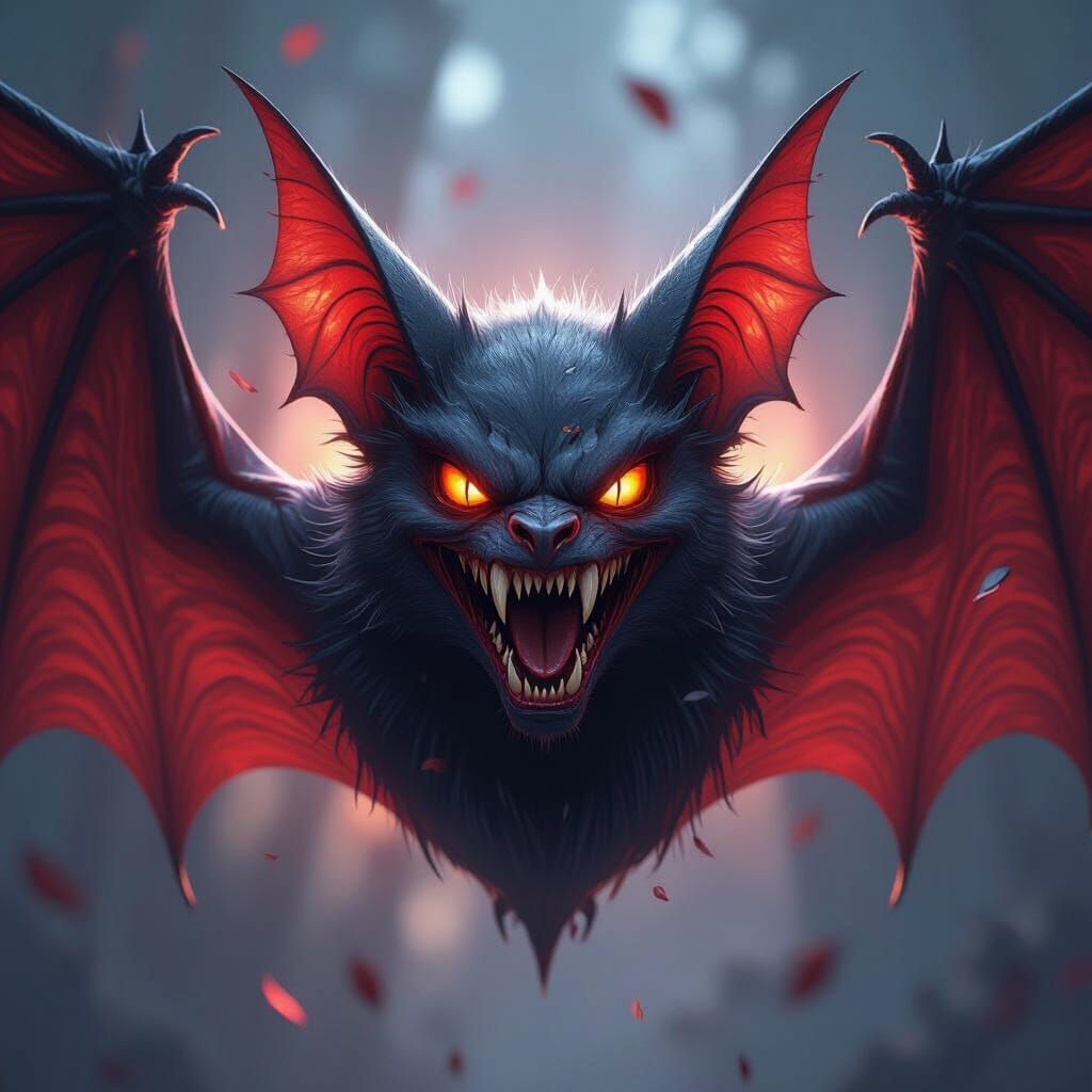 Bloodthirsty Bat Portrait in Detailed Concept Art Style
