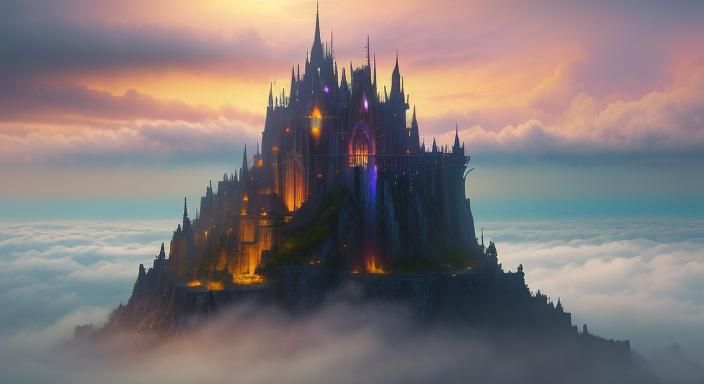 Sunrise Angel in Cloud Kingdom: A Digital Matte Painting