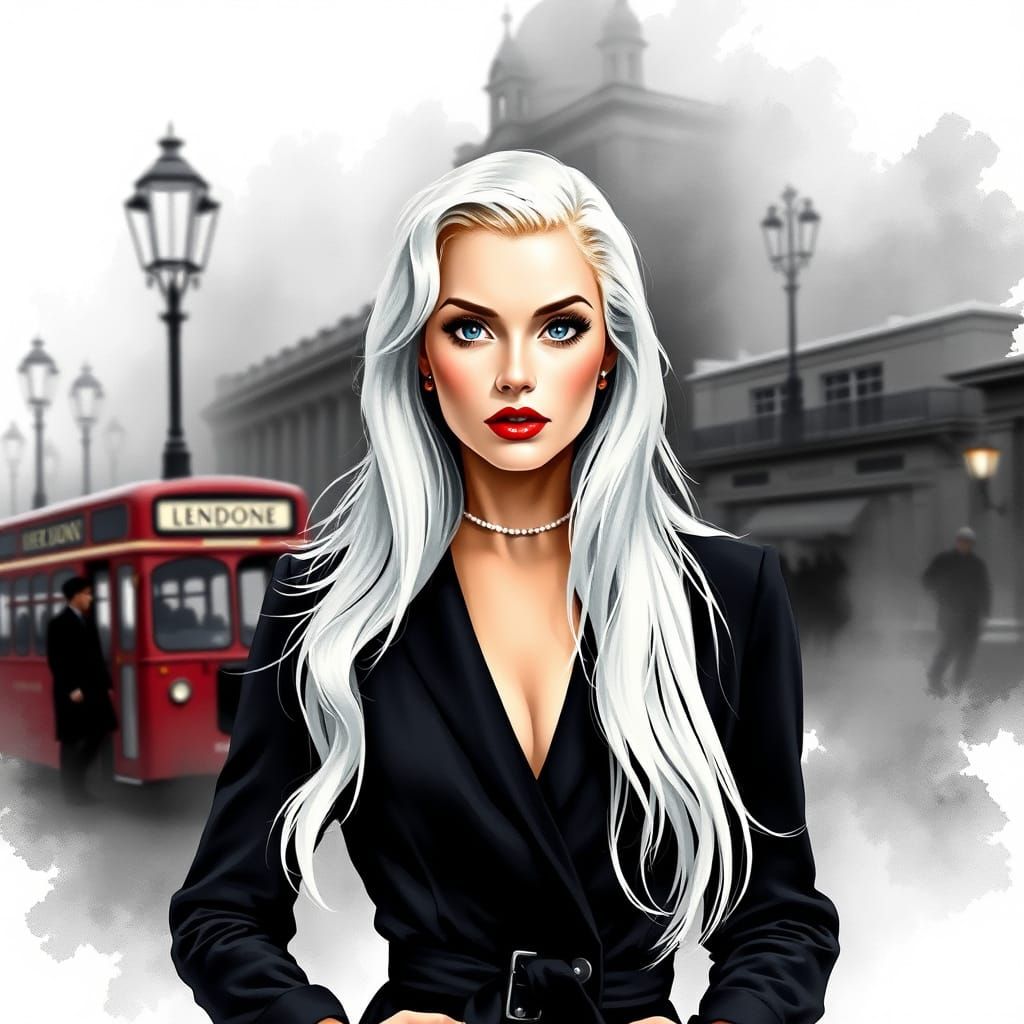 Vintage Swedish Pinup Woman in Smoky London Fog