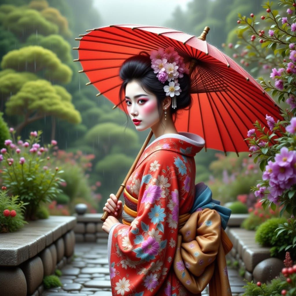 <lora:Untamed Beauty:1.0> <lora:Misty flux:1.0>A geisha in t...