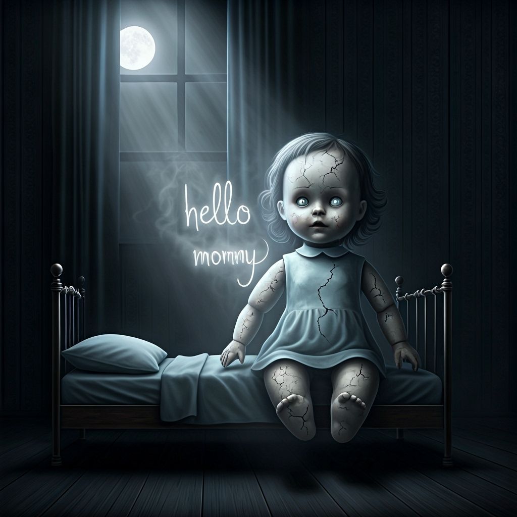 Chilling Cracked Doll Whispers 'Hello Mommy' in Moonlit Room