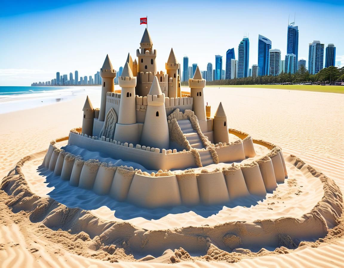 Giant Sandcastle on Queensland Beach Photography