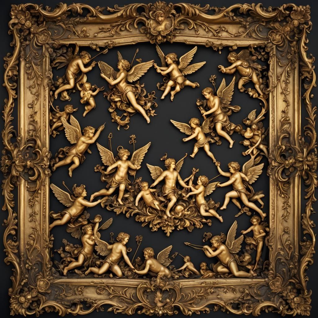 Rococo Frame with Figures in Gold