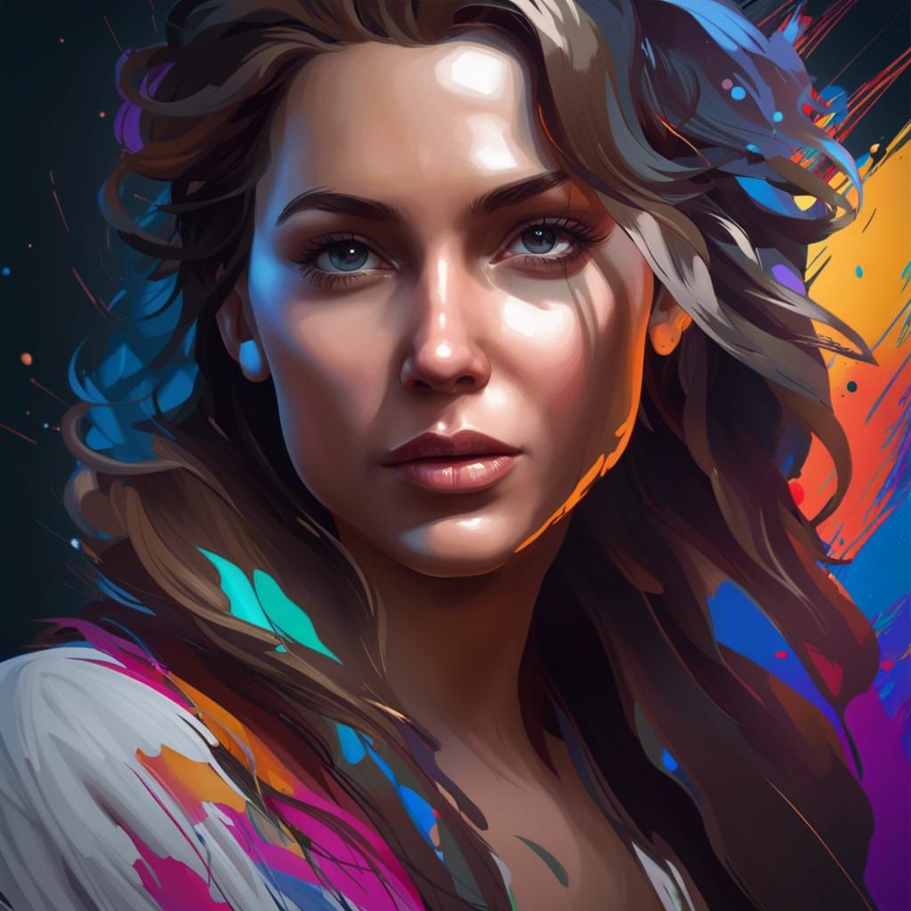 Stunning Spray Paint Portrait in Art Nouveau Style