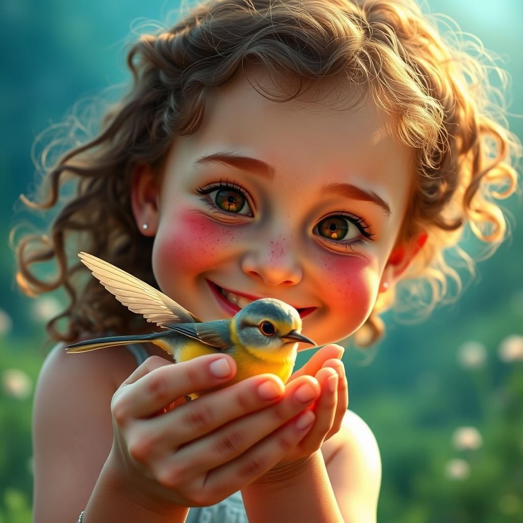 Girl and Bird: Whimsical Matte Painting