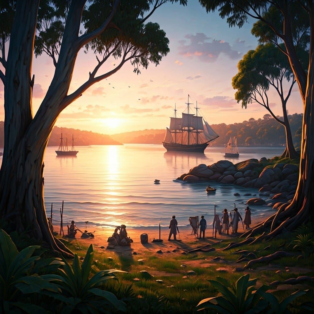 First Fleet Arrival at Sydney Cove: Matte Painting